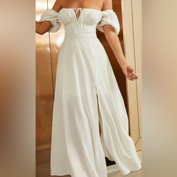 White Satin Dress - Picture 3 of 5